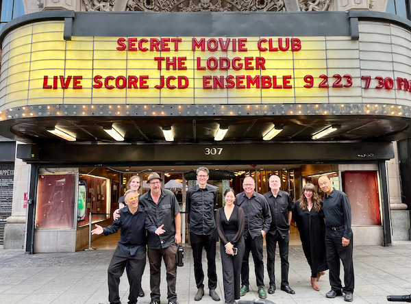 Jack Curtis Dubowsky Ensemble at the Million Dollar Theater, Los Angeles, September 2023, for the live score performance of Hitchcock's The Lodger