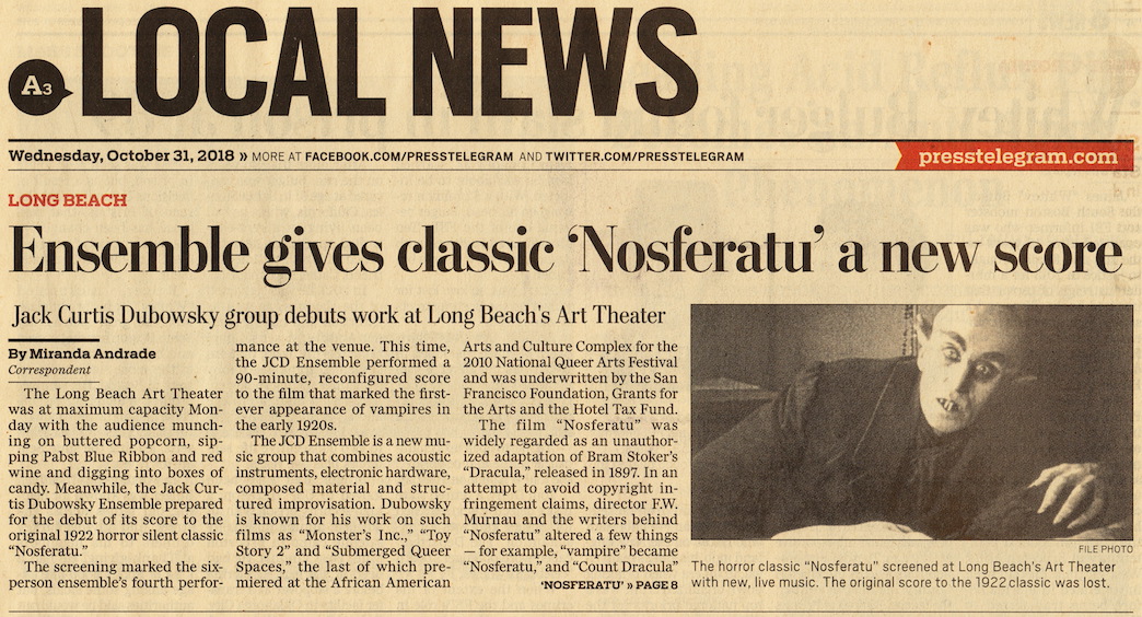 Dubowsky Ensemble Nosferatu Press Telegram