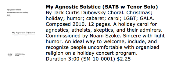 My Agnostic Solstice SATB