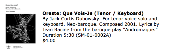 Oreste - Que Vois-Je? Art Song for Tenor