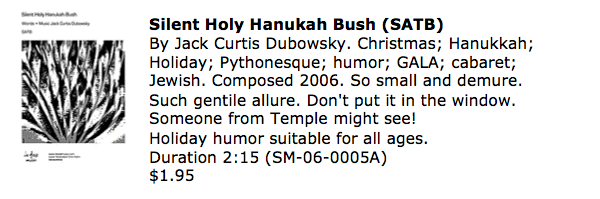 Silent Holy Hanukah Bush SATB