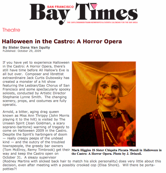 SF Bay Times Halloween in the Castro Opera Review