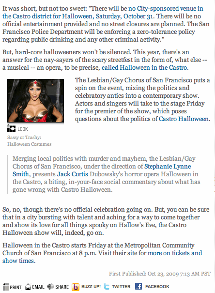 NBC Bay Area Preview of Halloween in the Castro Opera by Jack Curtis Dubowsky