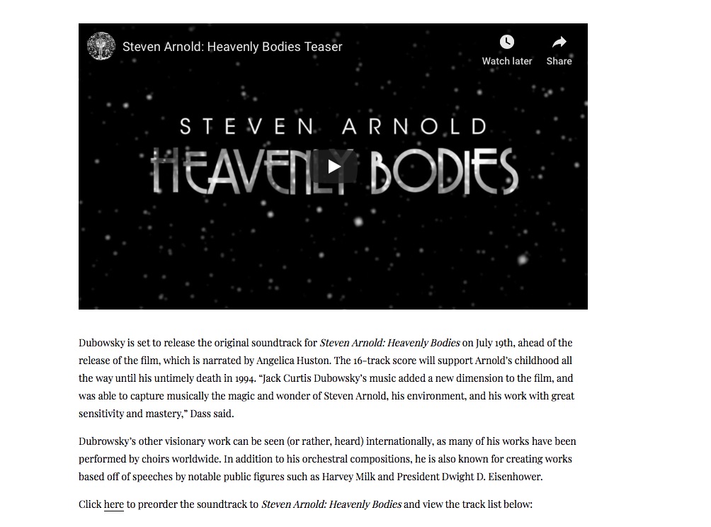 Flaunt Dubowsky Steven Arnold Heavenly Bodies score