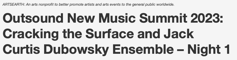 JCDEnsemble Outsound New Music Summit Press