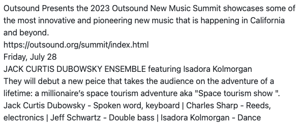 JCDEnsemble Outsound New Music Summit Press